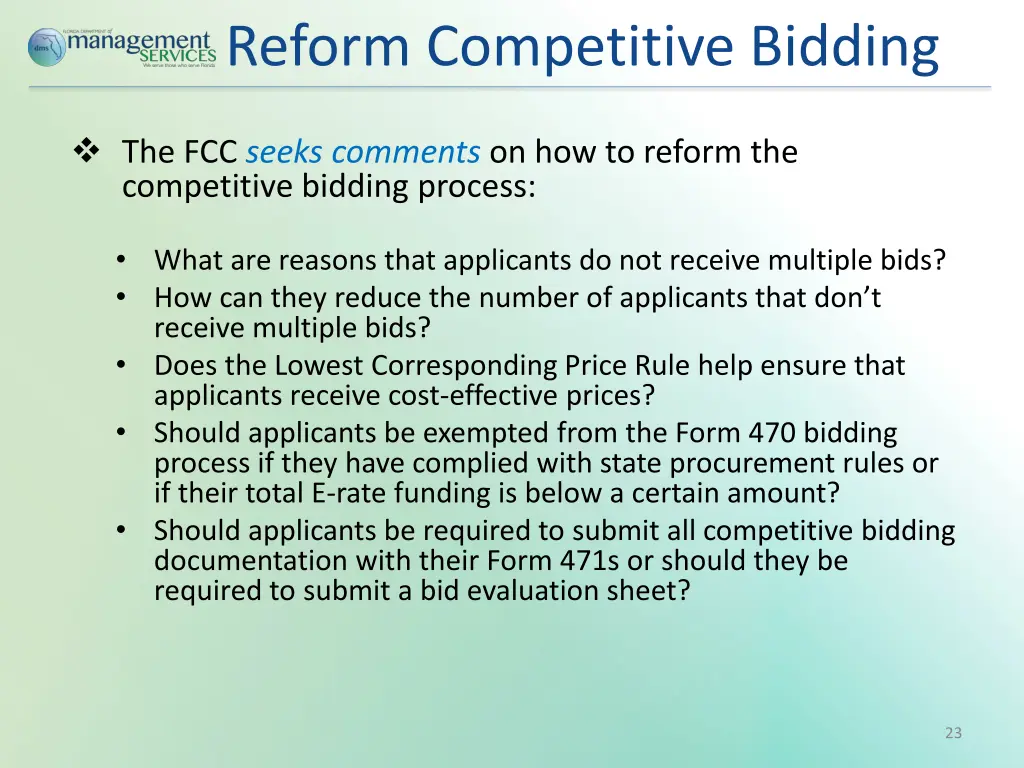 reform competitive bidding