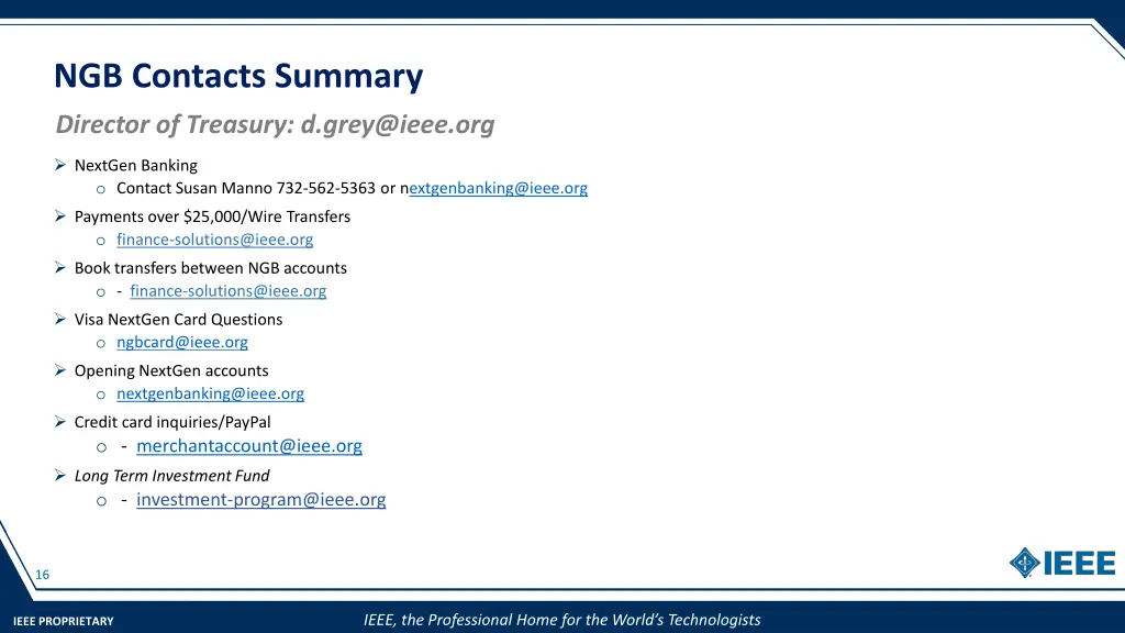 ngb contacts summary