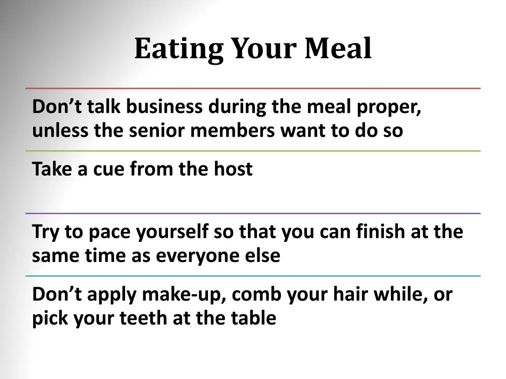 eating your meal
