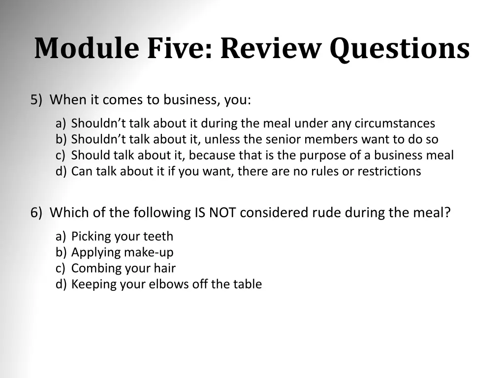 module five review questions 2