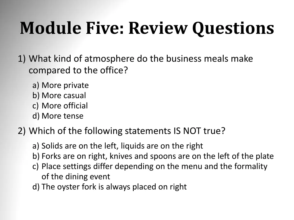 module five review questions