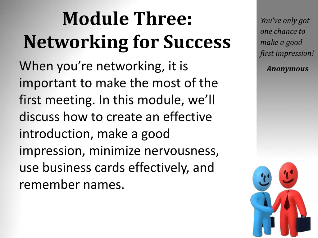 module three networking for success