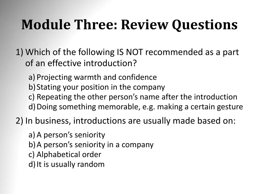 module three review questions