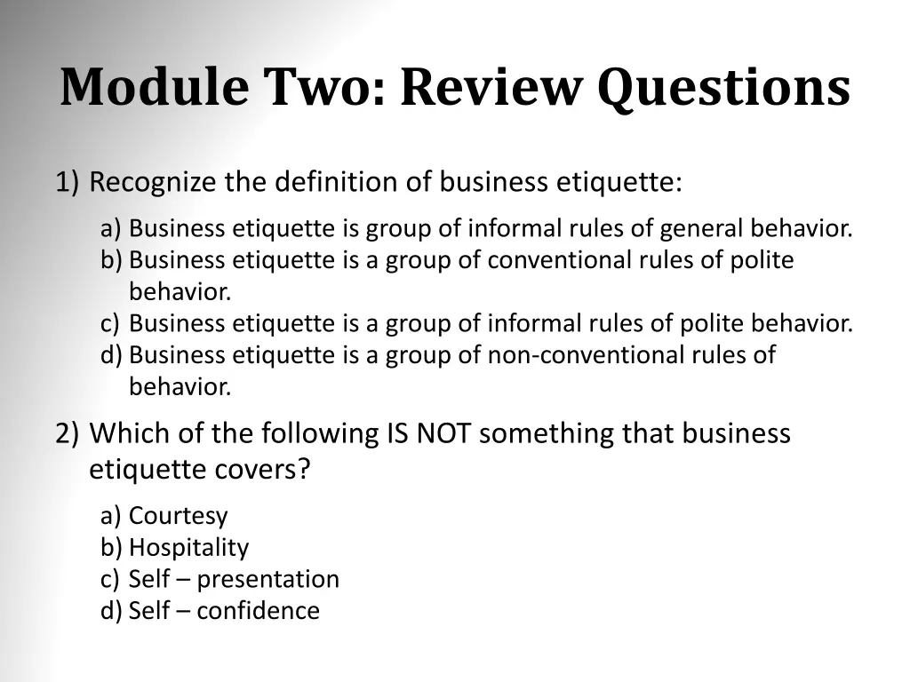 module two review questions