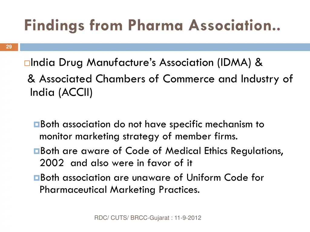 findings from pharma association