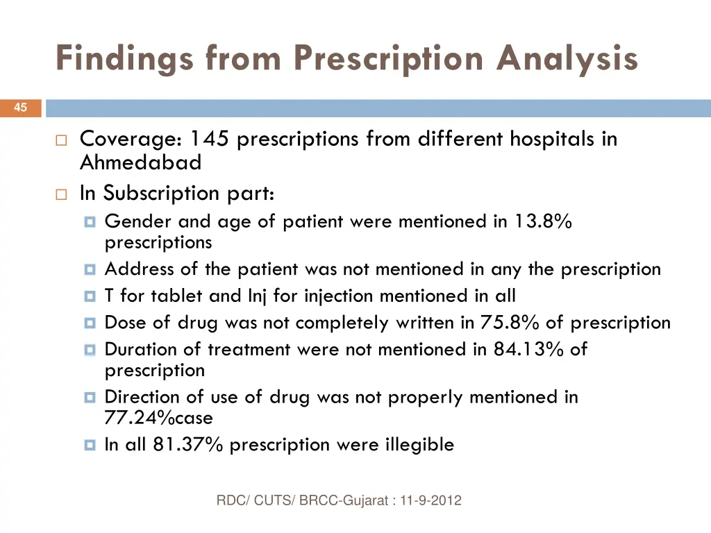 findings from prescription analysis