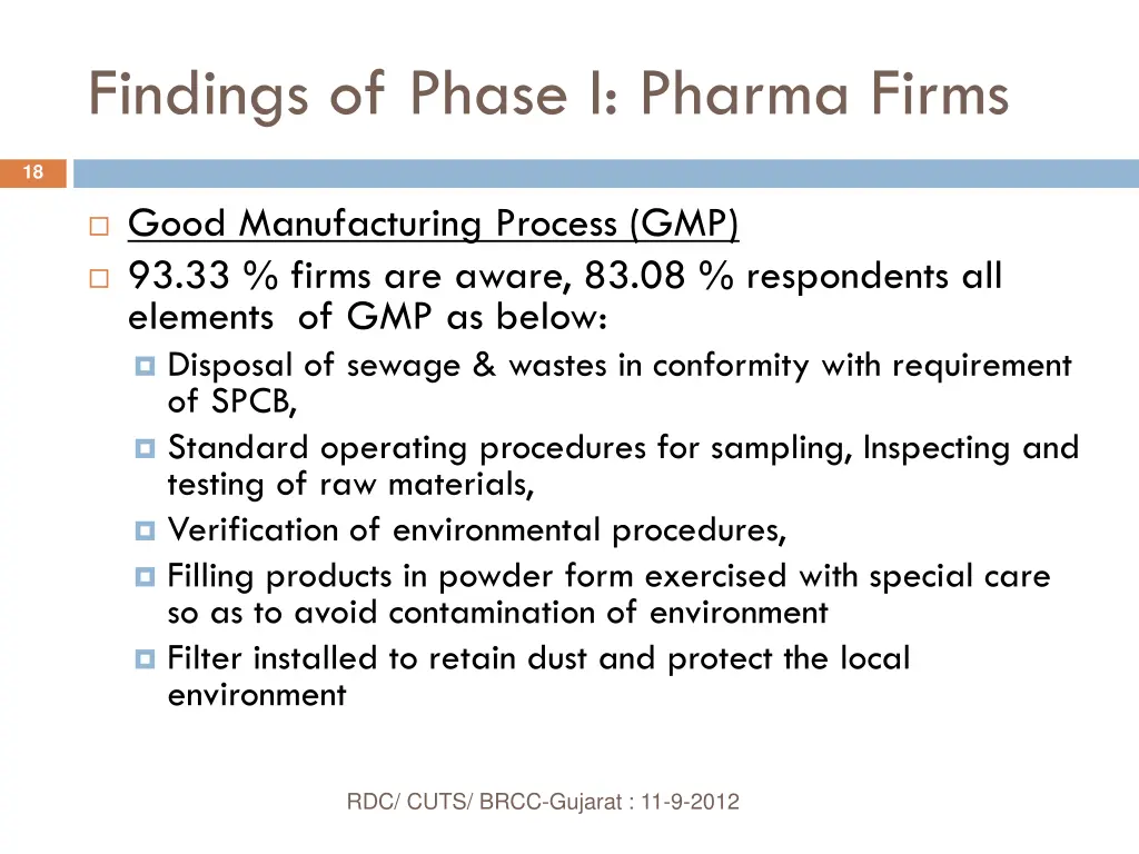 findings of phase i pharma firms
