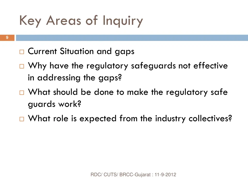 key areas of inquiry