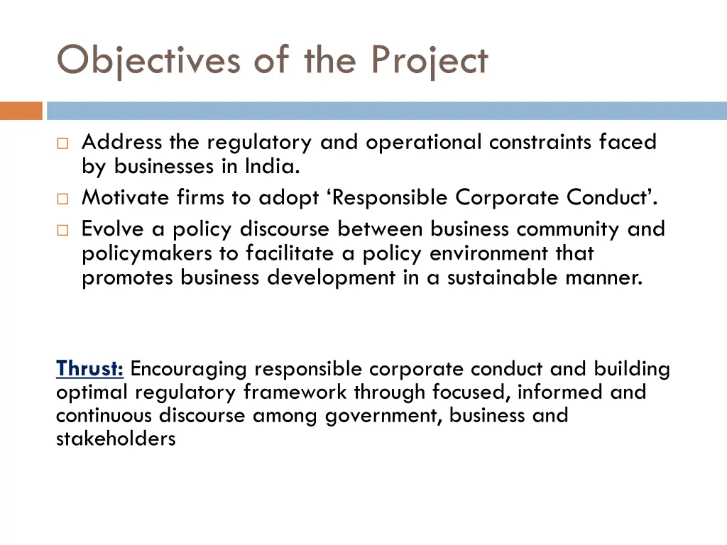 objectives of the project