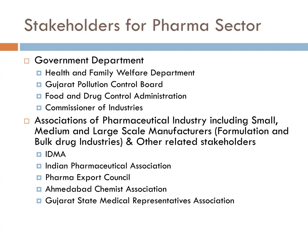 stakeholders for pharma sector