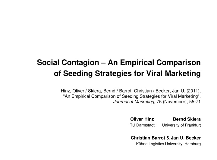 social contagion an empirical comparison
