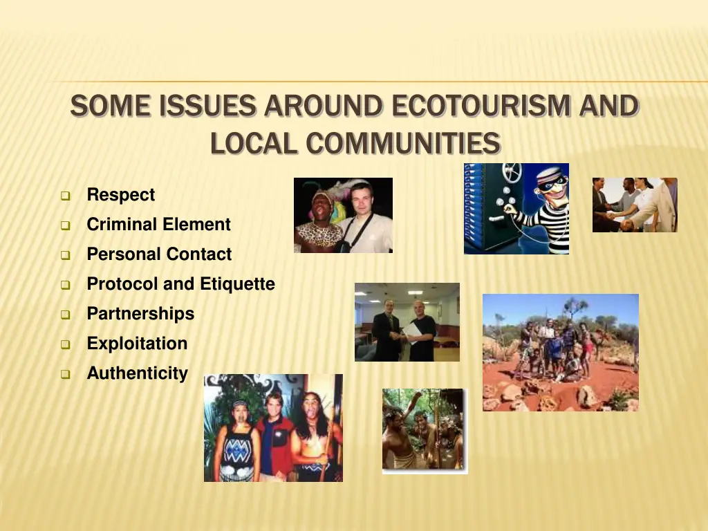 some issues around ecotourism and local