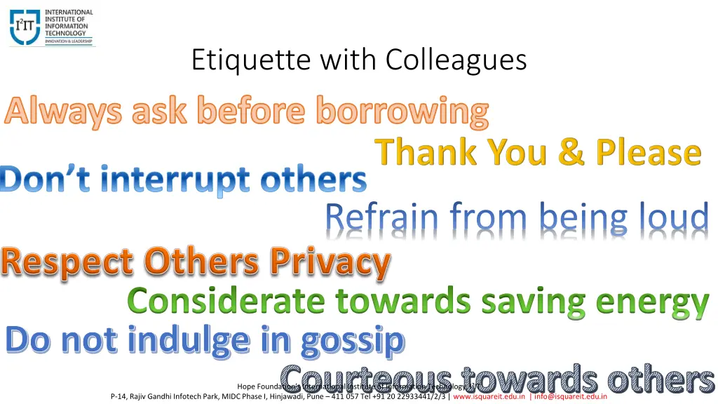 etiquette with colleagues