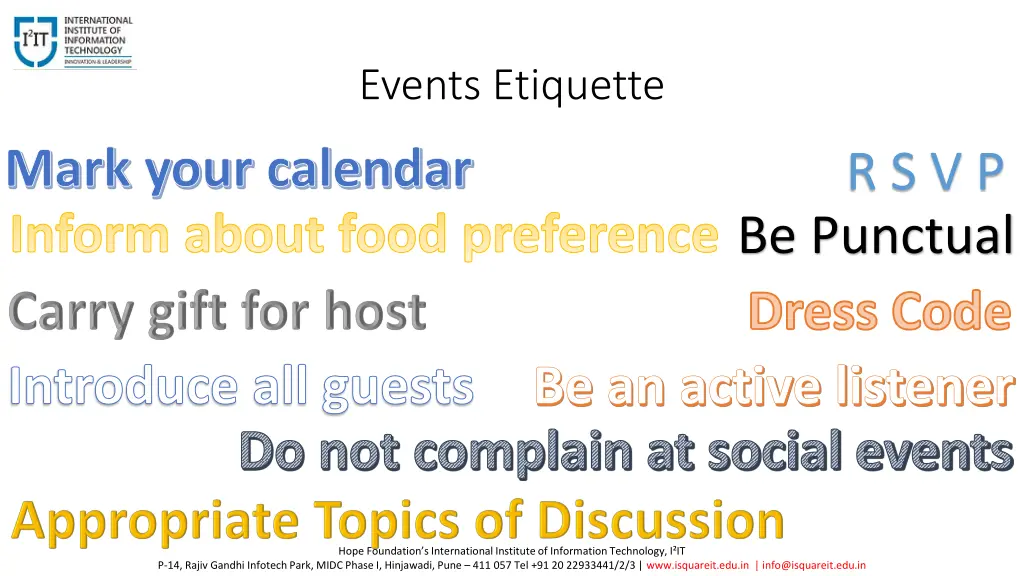 events etiquette