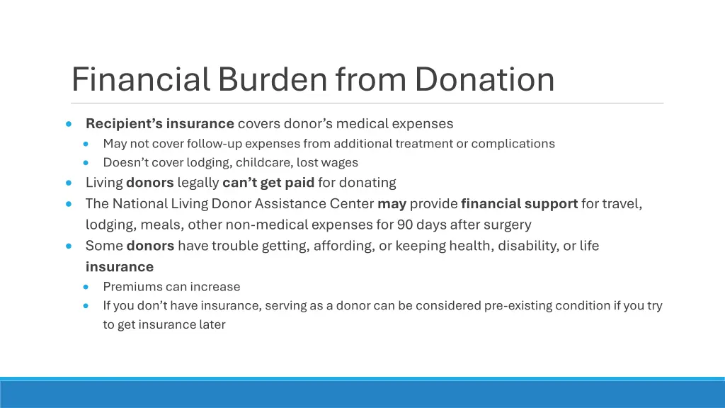 financial burden from donation