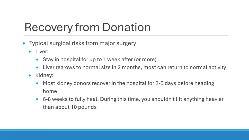 recovery from donation