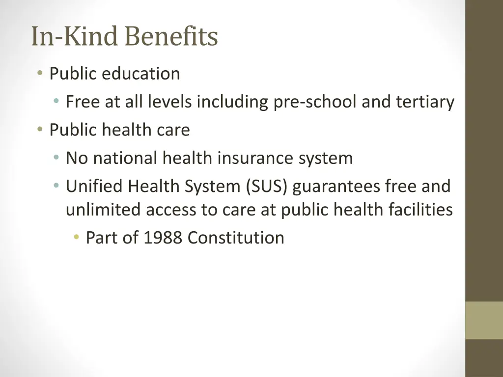 in kind benefits