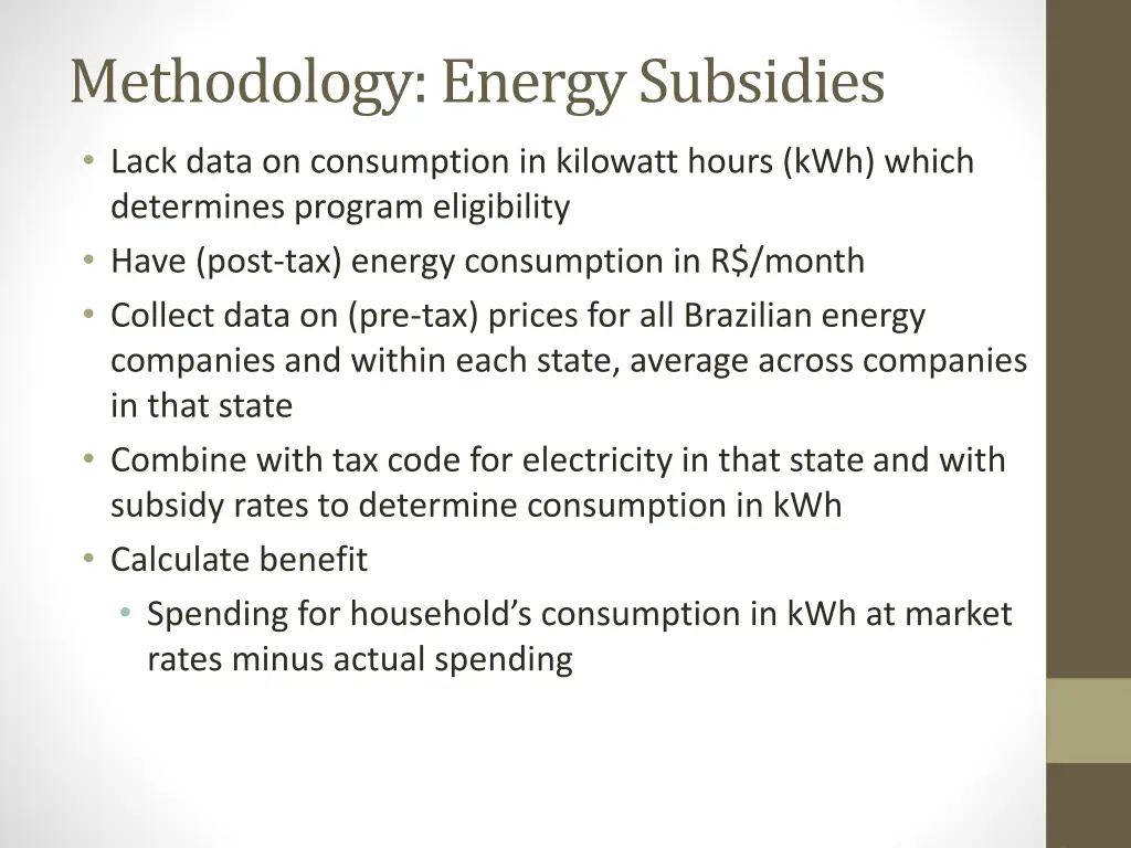 methodology energy subsidies