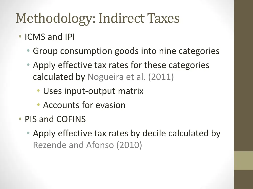 methodology indirect taxes