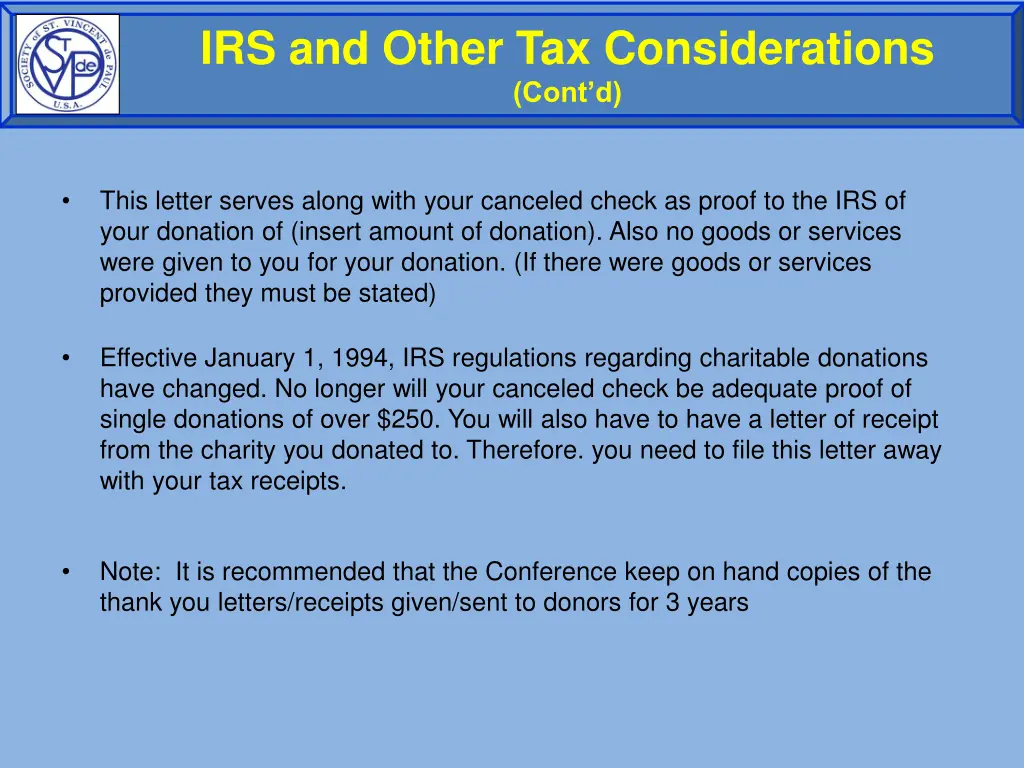 irs and other tax considerations cont d