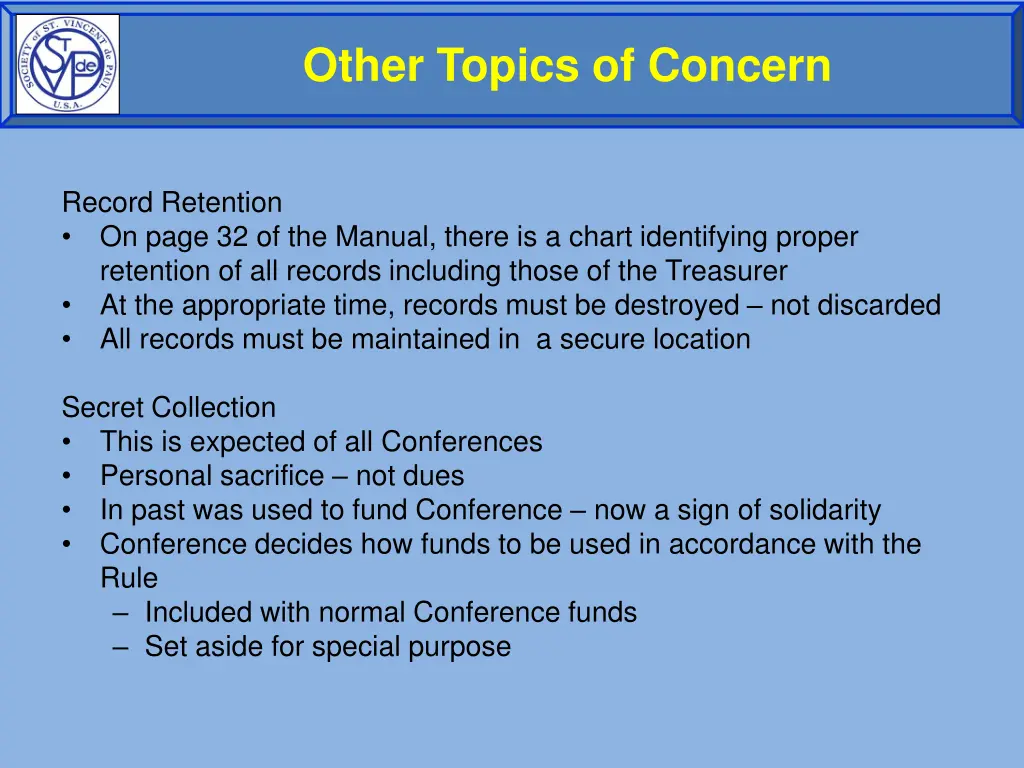 other topics of concern