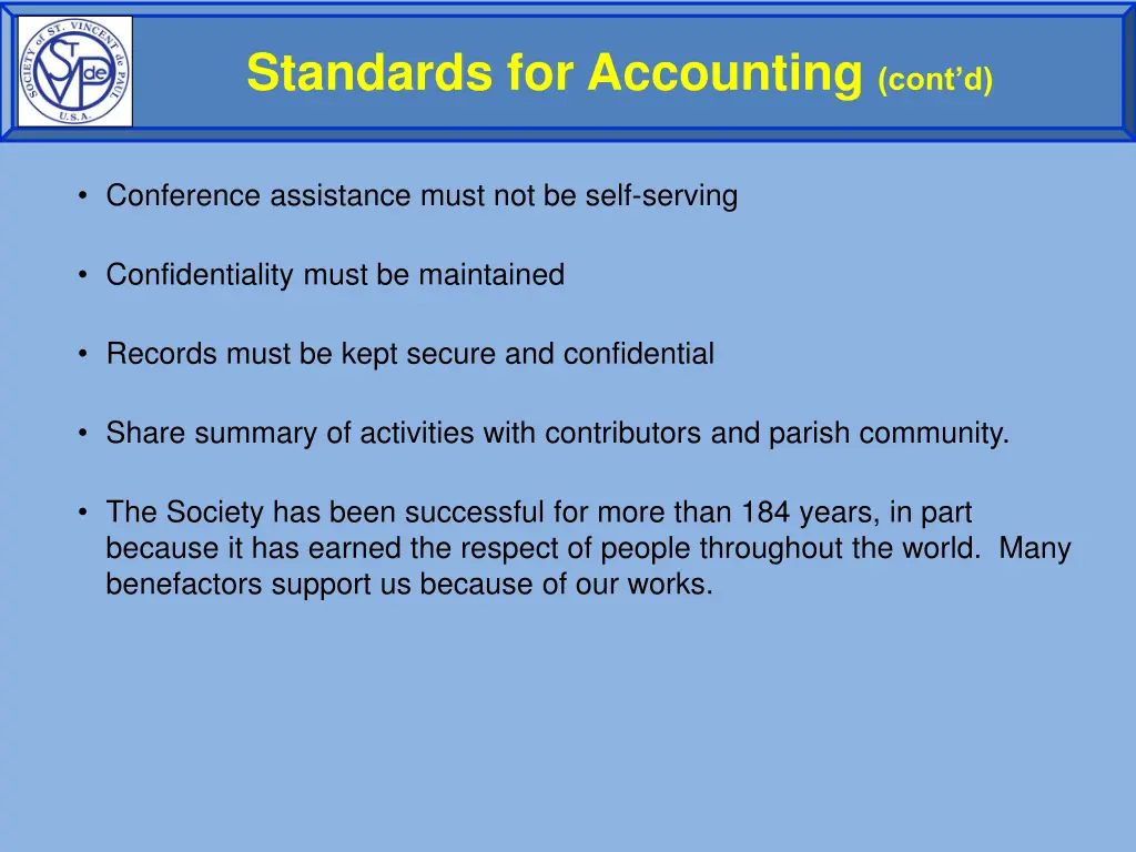 standards for accounting cont d