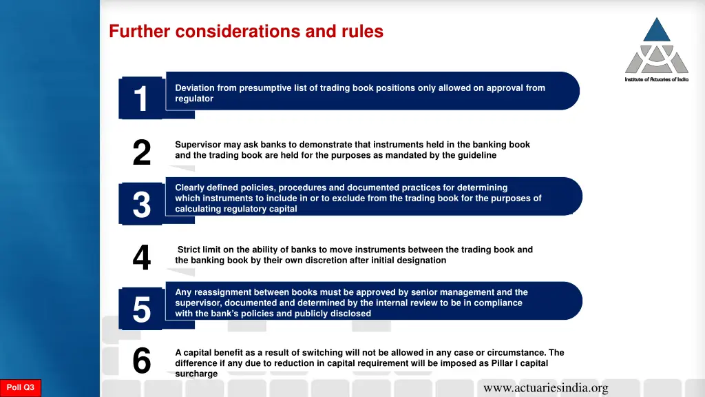 further considerations and rules