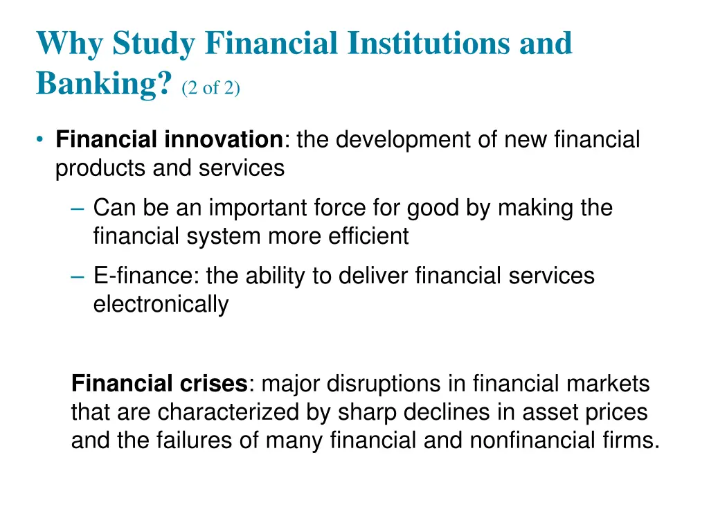 why study financial institutions and banking 1