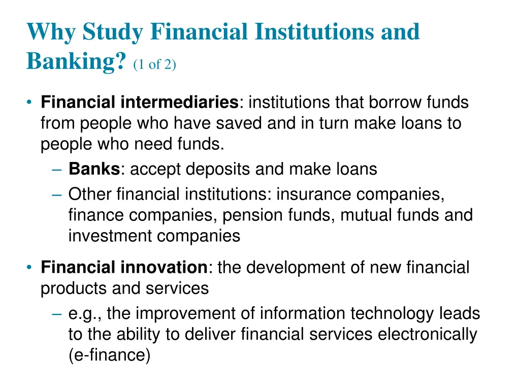 why study financial institutions and banking