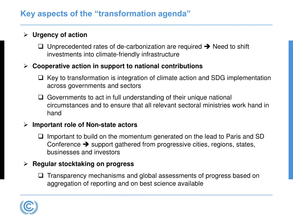 key aspects of the transformation agenda