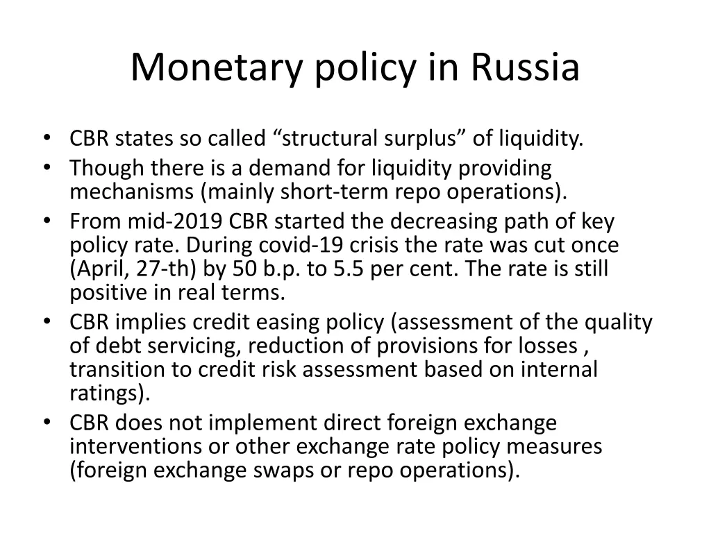 monetary policy in russia