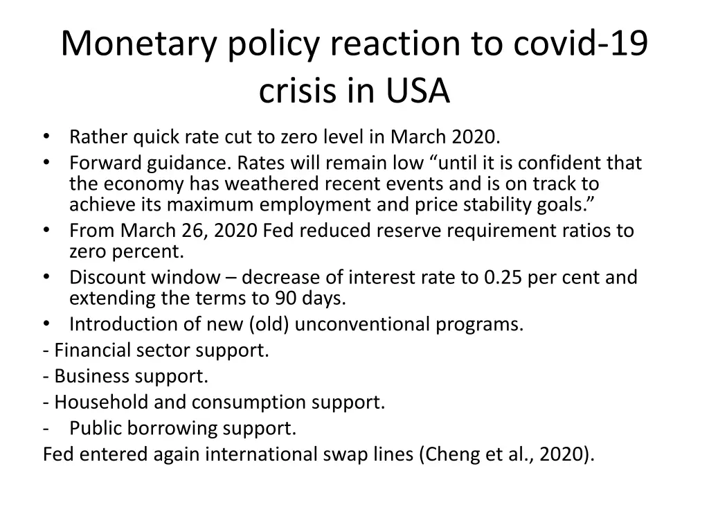 monetary policy reaction to covid 19 crisis in usa