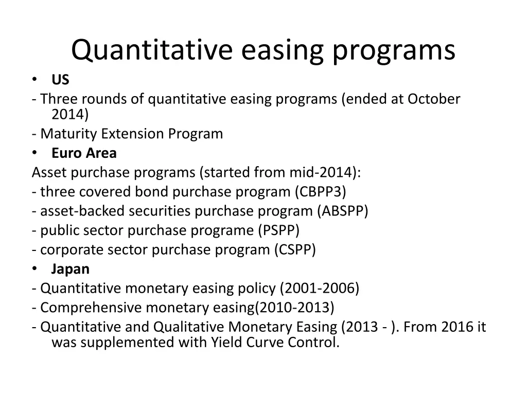 quantitative easing programs