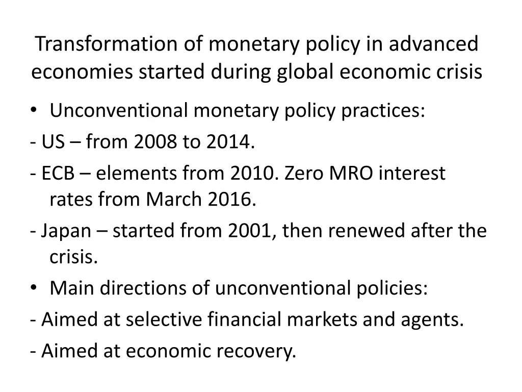 transformation of monetary policy in advanced