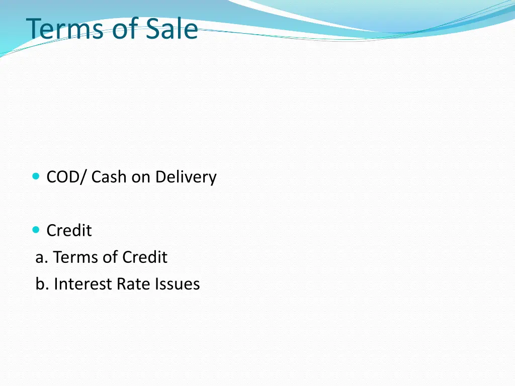 terms of sale