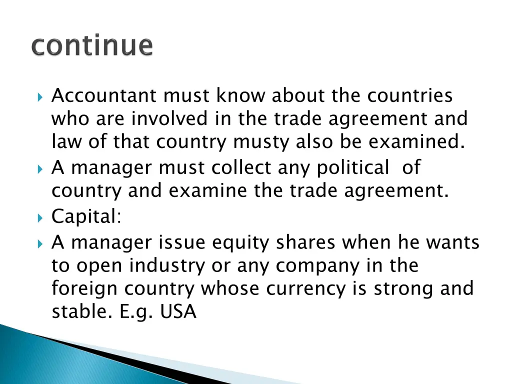 accountant must know about the countries