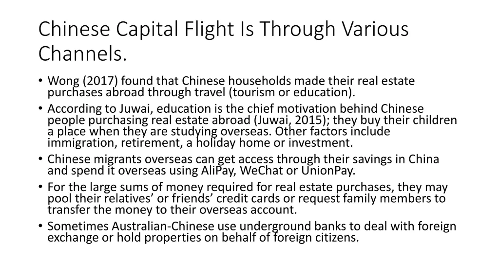chinese capital flight is through various