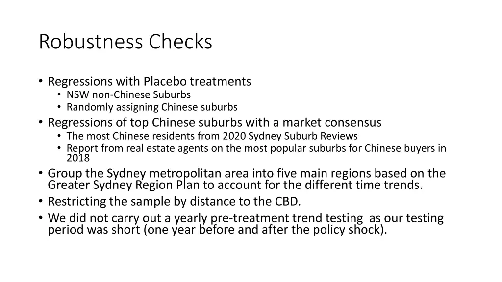 robustness checks