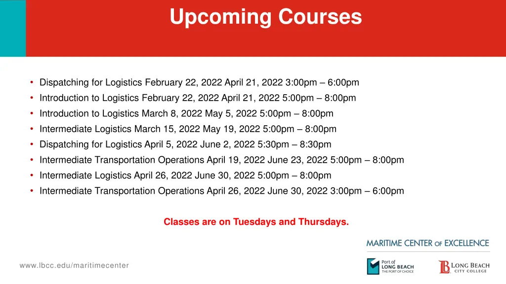 upcoming courses
