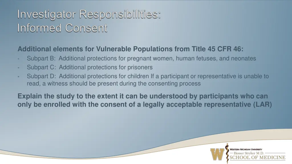 additional elements for vulnerable populations