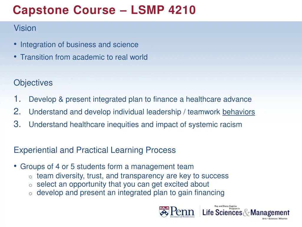capstone course lsmp 4210
