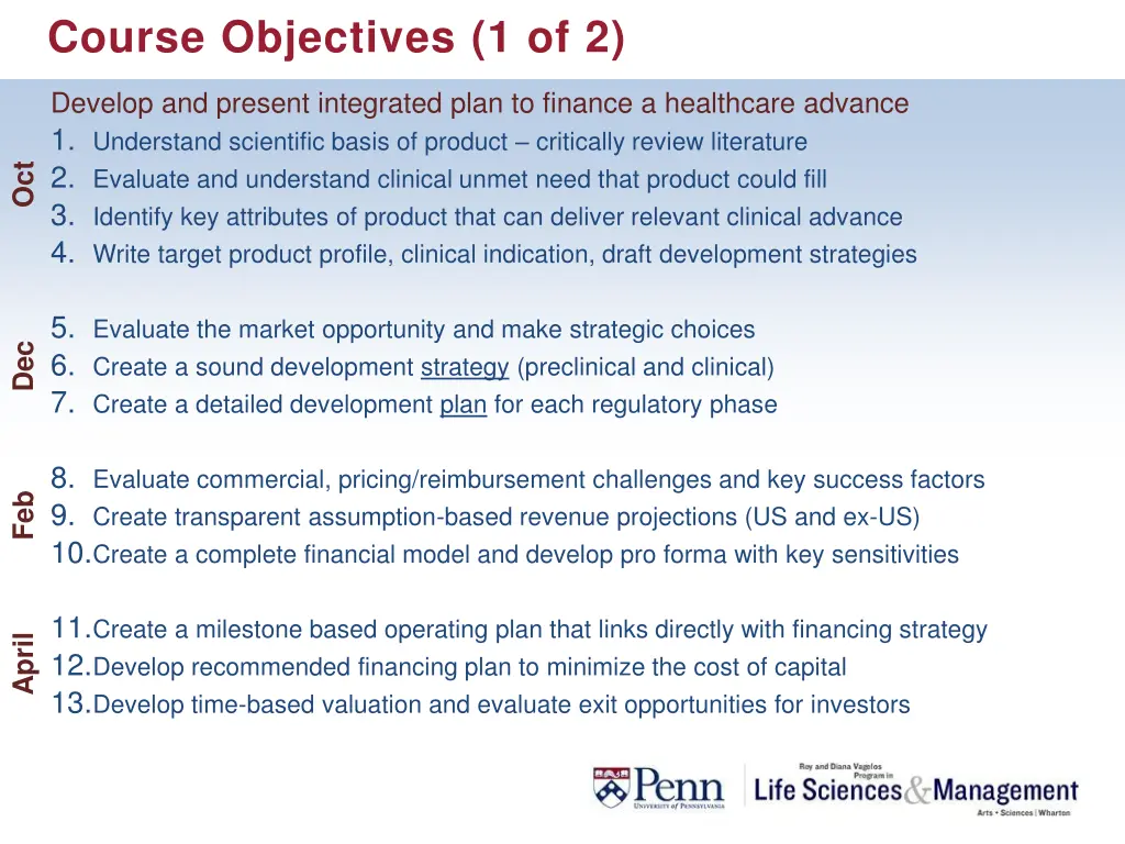 course objectives 1 of 2