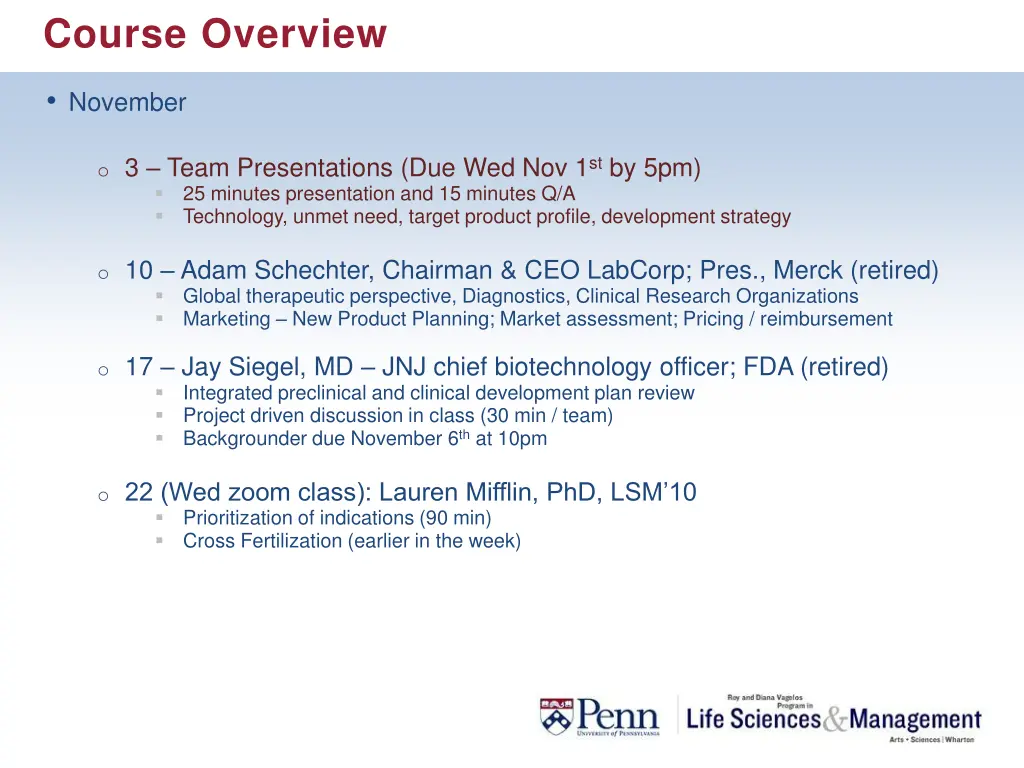 course overview 1