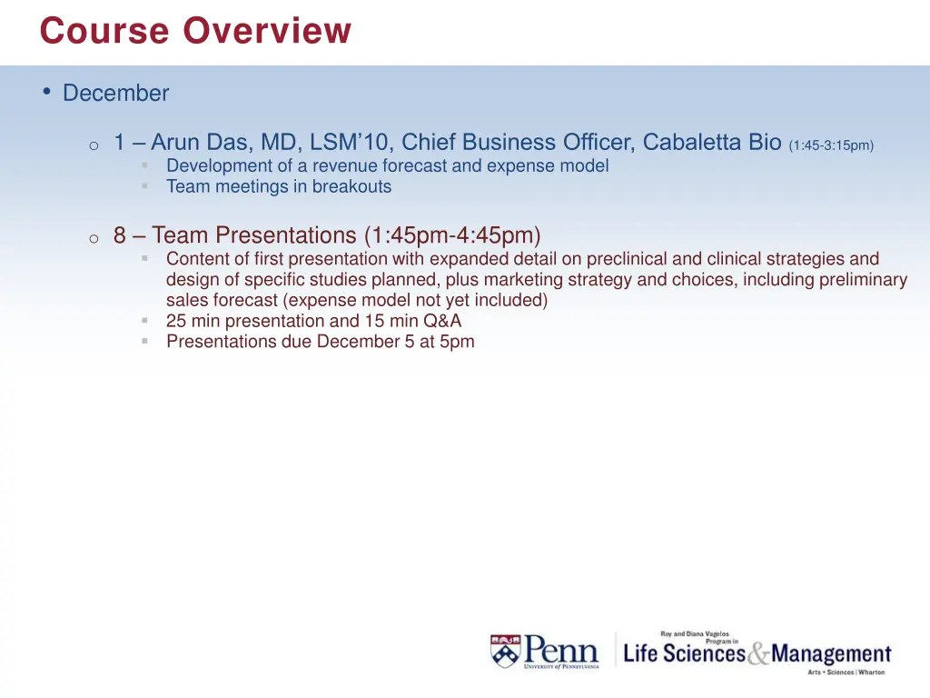 course overview 2
