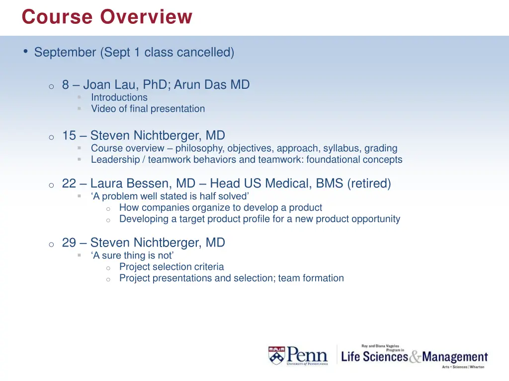 course overview