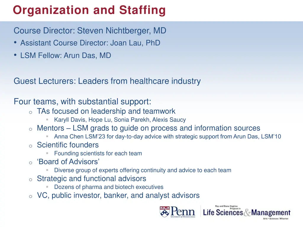 organization and staffing