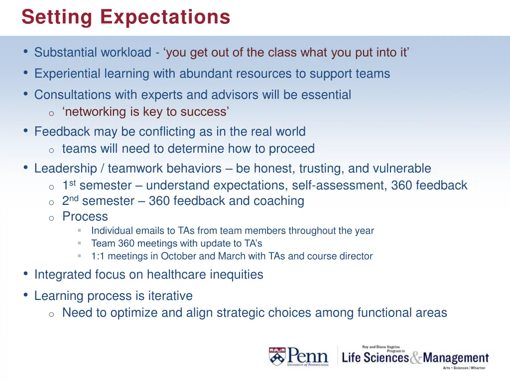 setting expectations