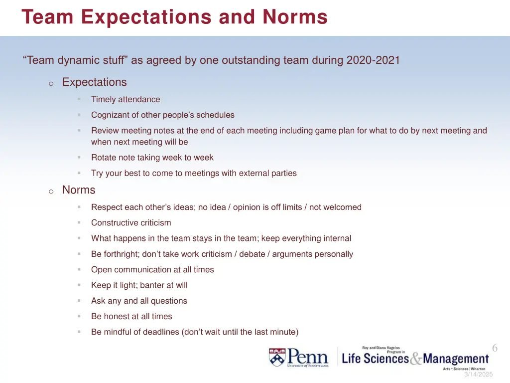 team expectations and norms