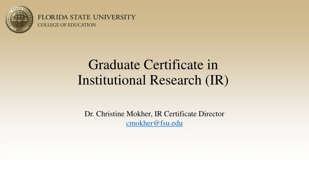 graduate certificate in institutional research ir