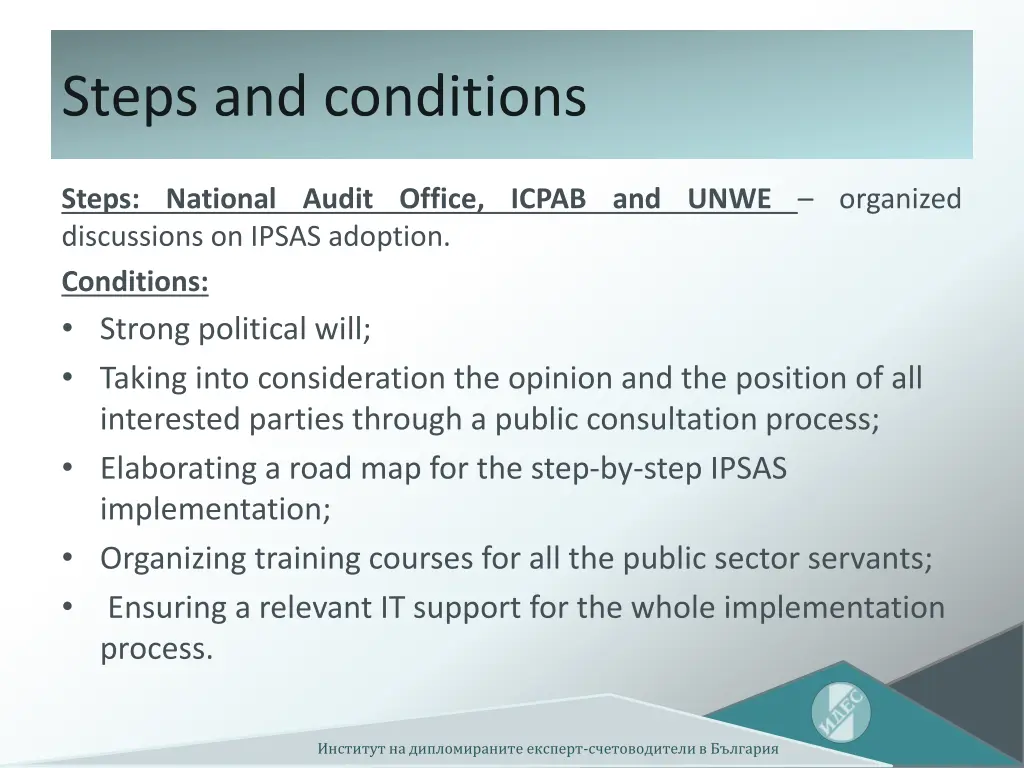 steps and conditions